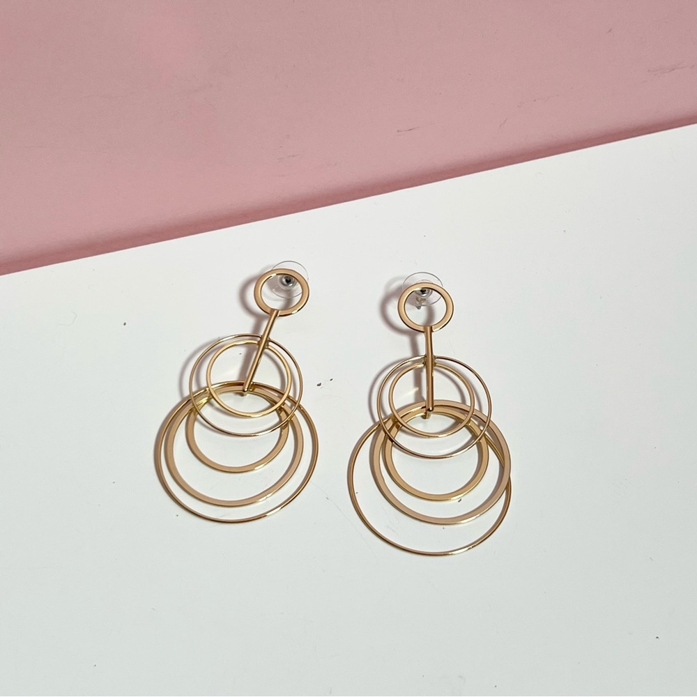 J Crew gold geometric circle hoop earrings